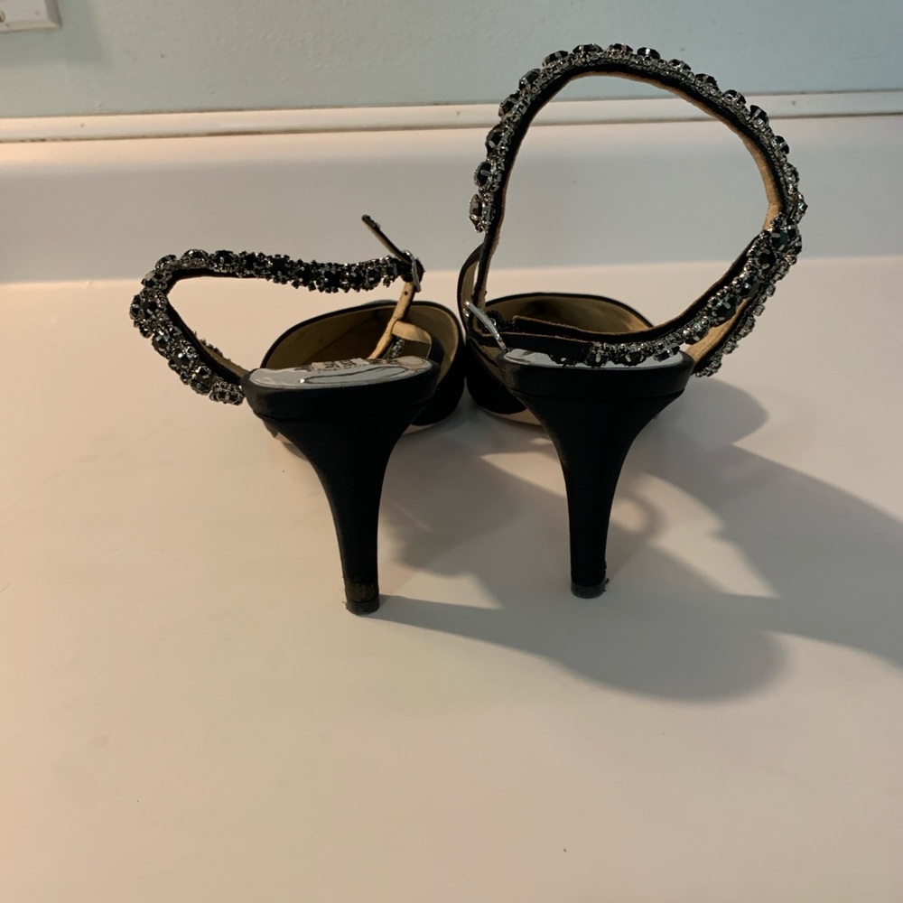 Badgley Mischka Galaxy Crystal Embellished Evening Shoe Size 10 Black - Picture 5 of 6